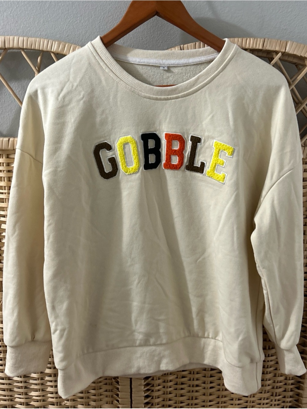 Gobble Thanksgiving Theme Ladies Sweatshirt Size Small